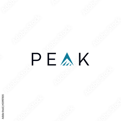 Peak logo design with abstract letter A with mountain vector logotype