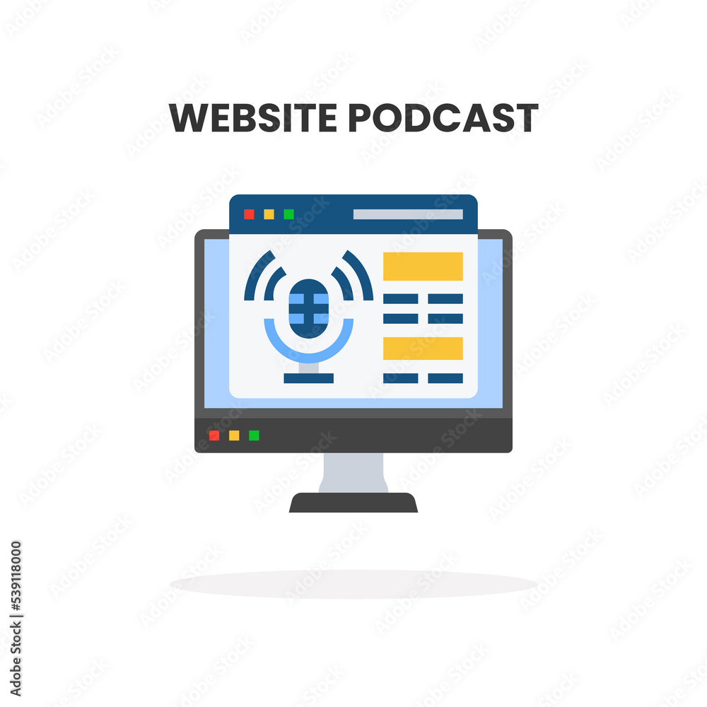 Website Podcast flat icon. Vector illustration on white background. Website Podcast flat icon. Vector illustration on white background.