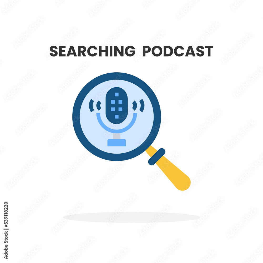 Find Podcast flat icon. Vector illustration on white background. Find Podcast flat icon. Vector illustration on white background.