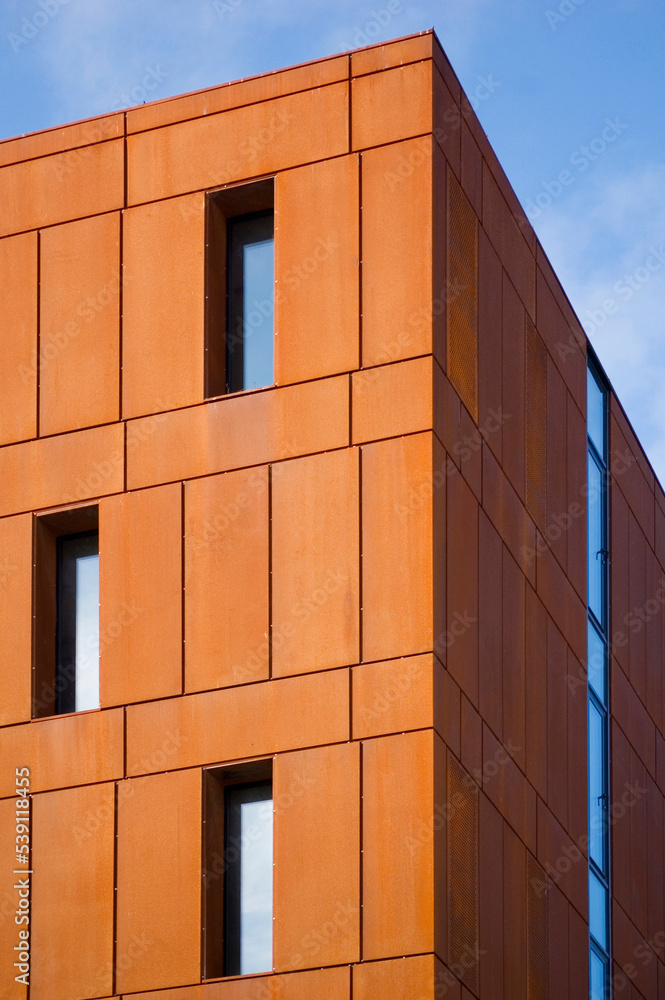 Obraz premium Detail of modern architecture corten building.