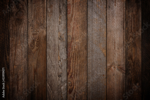 Vintage vignette wood texture, dark wooden planks background