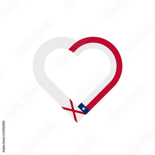 friendship concept. heart ribbon icon of alabama and texas flags. vector illustration isolated on white background © Sakchai