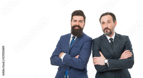 mature men have own business. collaboration teamwork. business meeting. team success. bearded businessmen in formal suit. partnership of boss men isolated on white. agile business. business people