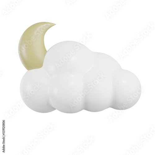 Moon Cloud Weather 3D Illustration