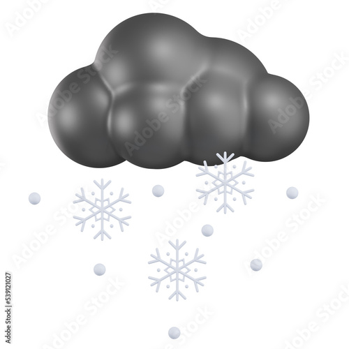 Cloudy Snowball Weather 3D Illustration