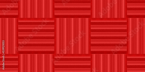 Red acoustic sound proof foam seamless pattern. Texture of wall of music recording studio. Polyurethane insulation material. Abstract background. Vector illustration
