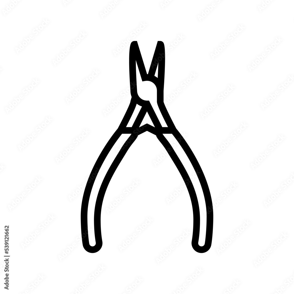 chain nose pliers line icon vector. chain nose pliers sign. isolated contour symbol black illustration chain nose pliers line icon vector. chain nose pliers sign. isolated contour symbol black illustration