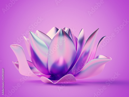 3d rendered illustration of a chrome lotus flower photo