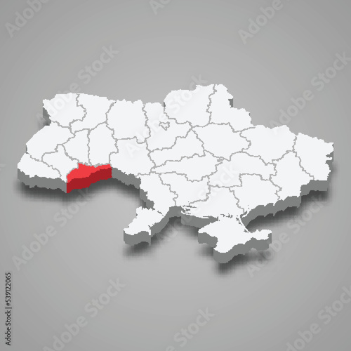 Chernivtsi Oblast. Region location within Ukraine 3d map