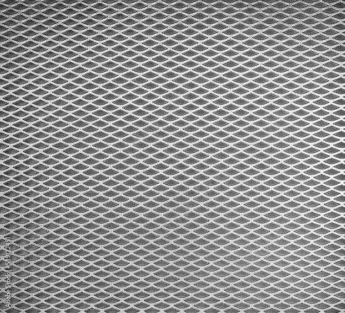 Black and white metal mesh texture with diagonal cells