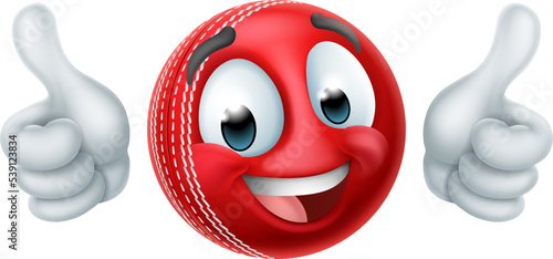 A cricket ball emoticon emoji cartoon face icon