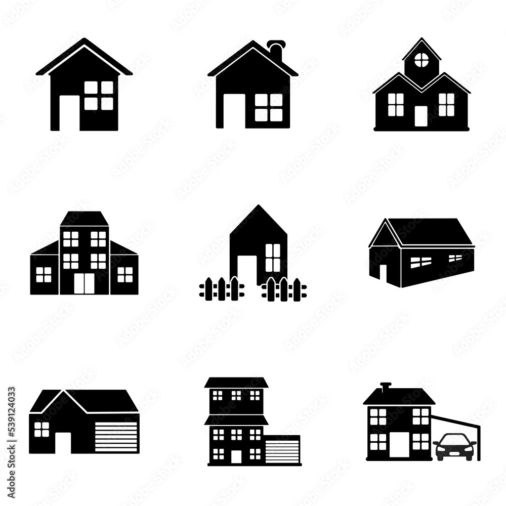 vector house icon set. can be used to indicate houses on plans, maps, and more