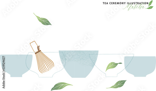 抹茶と茶道具のイメージイラスト-1