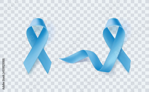 International Symbol of Prostate Cancer Awareness Month Blue Ribbons on Transparent Background. Vector illustration