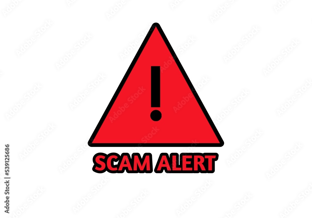 Banner with red scam alert Attention sign Cyber security icon Caution warning sign. Banner with red scam alert Attention sign Cyber security icon Caution warning sign.