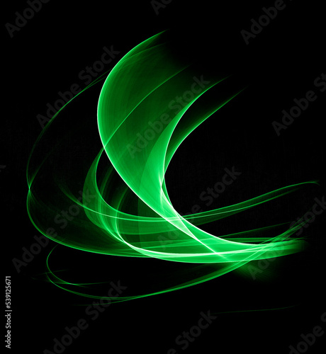 Abstract glowing green element. Neon lines. Overlay of a design element.