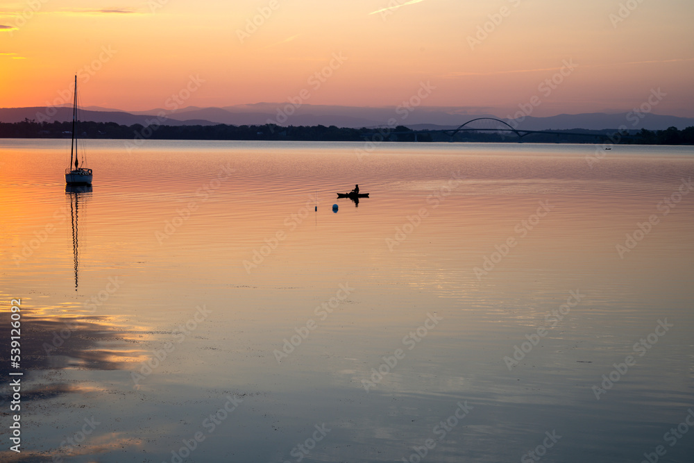 Kayaking on Lake Champlain at sunrise