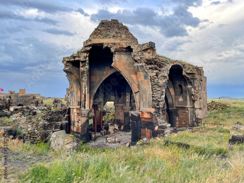 the church of arak'elots arakelots apostles the caravansaray in ani ruins, kars turkey armenian historical building photo