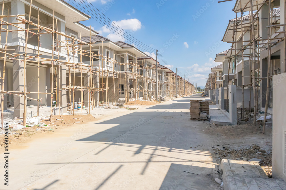 construction residential new house in progress at building site housing estate development