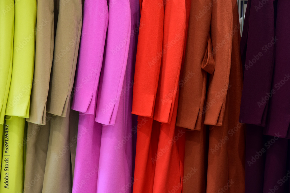 Colorful coats hanging