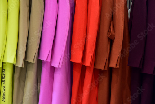 Colorful coats hanging