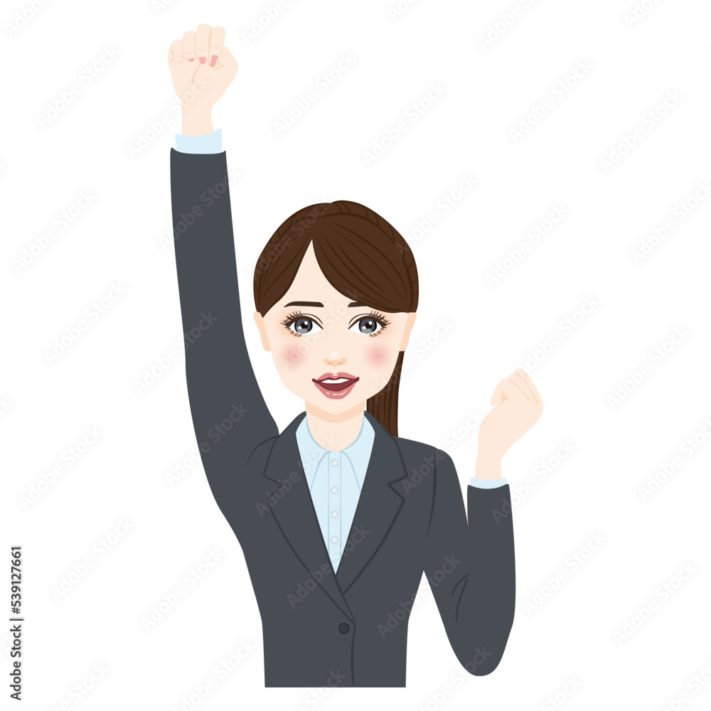 woman in gray suit with ponytale is full of motivation woman in gray suit with ponytale is full of motivation