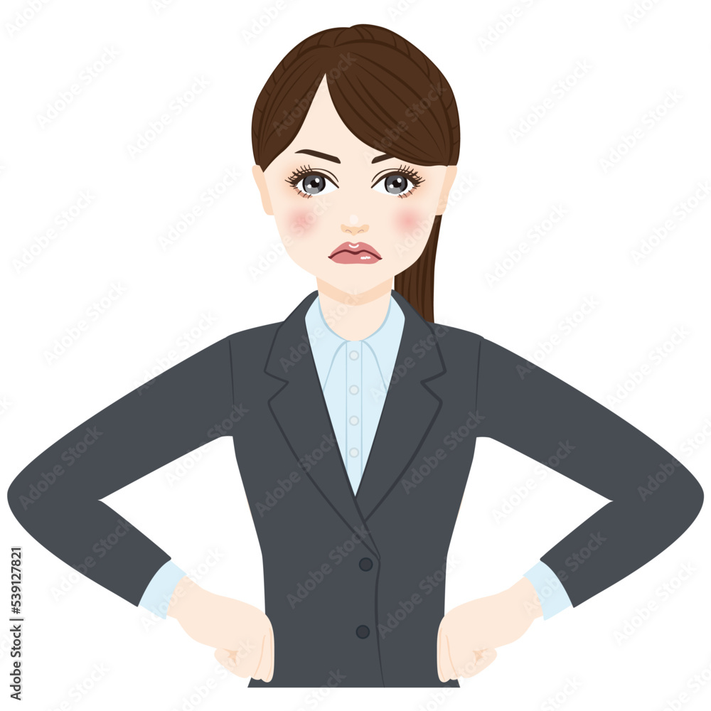 woman in gray suit with ponytale get angry woman in gray suit with ponytale get angry