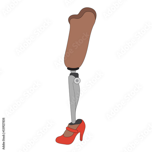 Prosthetic leg vector illustration in line filled design