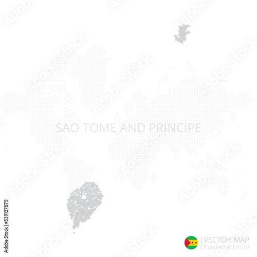 Sao Tome and Principe grey map isolated on white background with abstract mesh line and point scales. Vector illustration eps 10