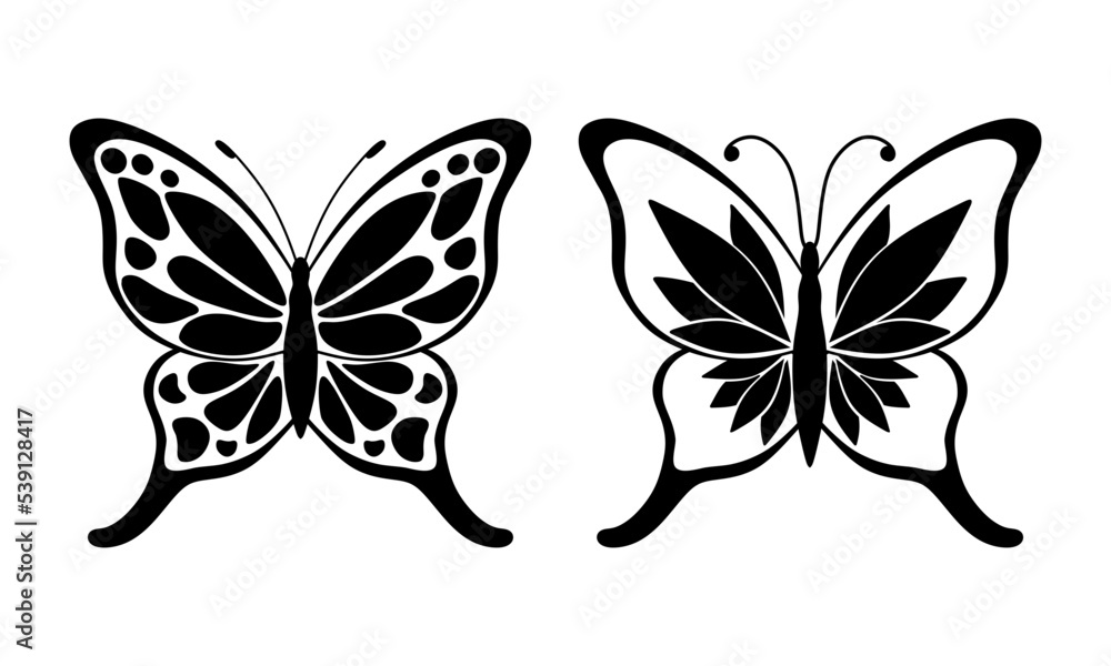 Butterfly silhouette. A flying insect. Butterfly silhouette. A flying insect.