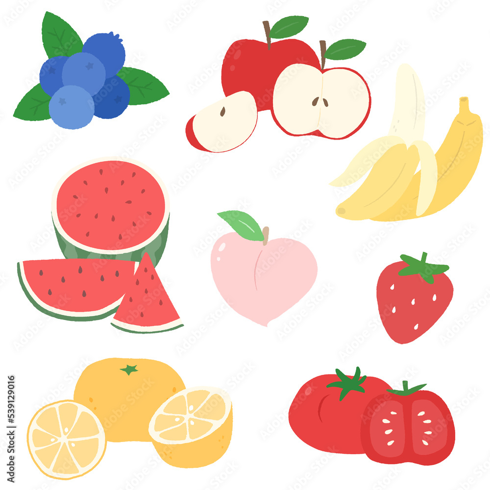 Hand drawn illustration of fruits collection set. Hand drawn illustration of fruits collection set.