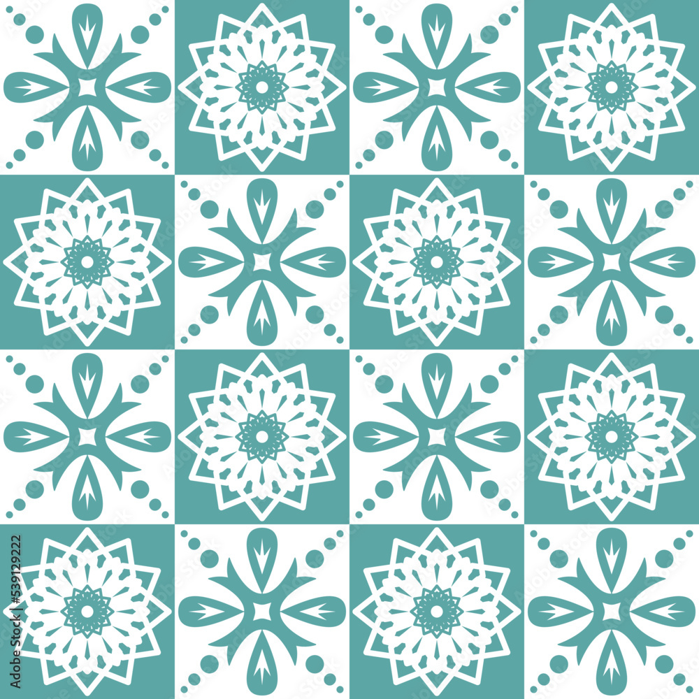 Blue seamless pattern for ceramic tiles in spanish portuguese vector illustration eps square Blue seamless pattern for ceramic tiles in spanish portuguese vector illustration eps square