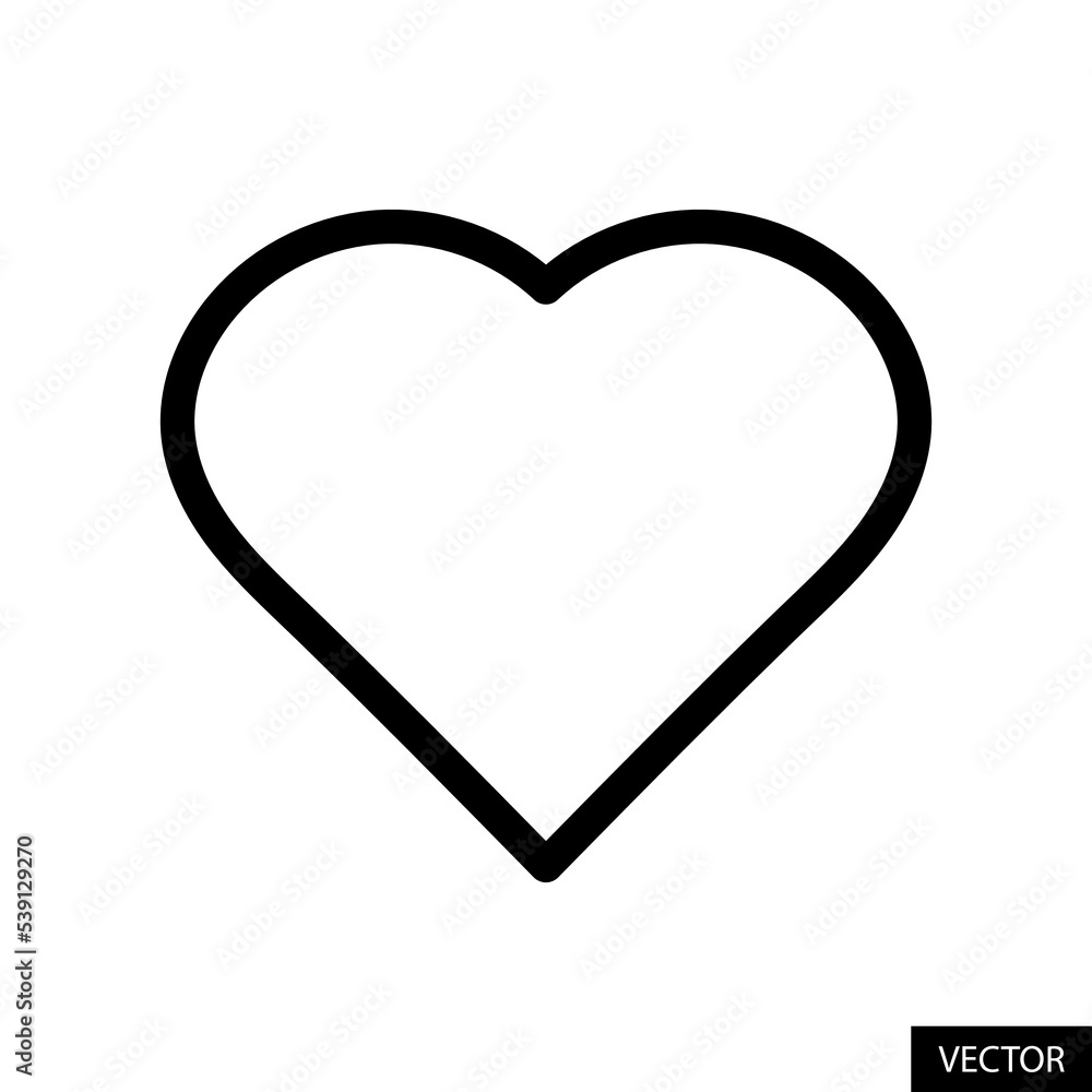 Heart vector icon in line style design for website design, app, UI, isolated on white background. Editable stroke. Vector illustration. Heart vector icon in line style design for website design, app, UI, isolated on white background. Editable stroke. Vector illustration.