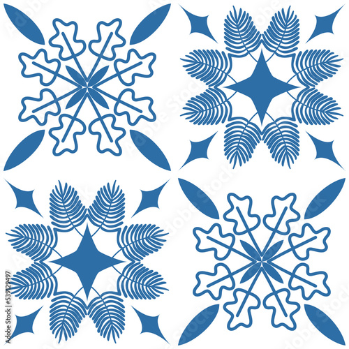 Azulejo blue seamless pattern, traditional spanish pattern for interior decoration and fabric dyeing