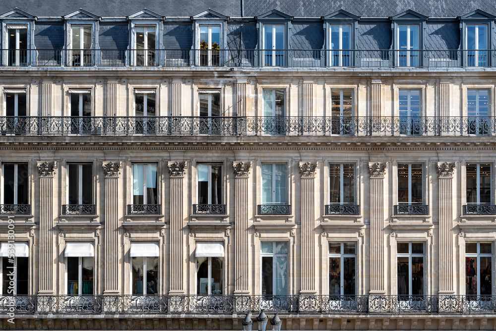 Facade of Paris residential building - Parisian architecture