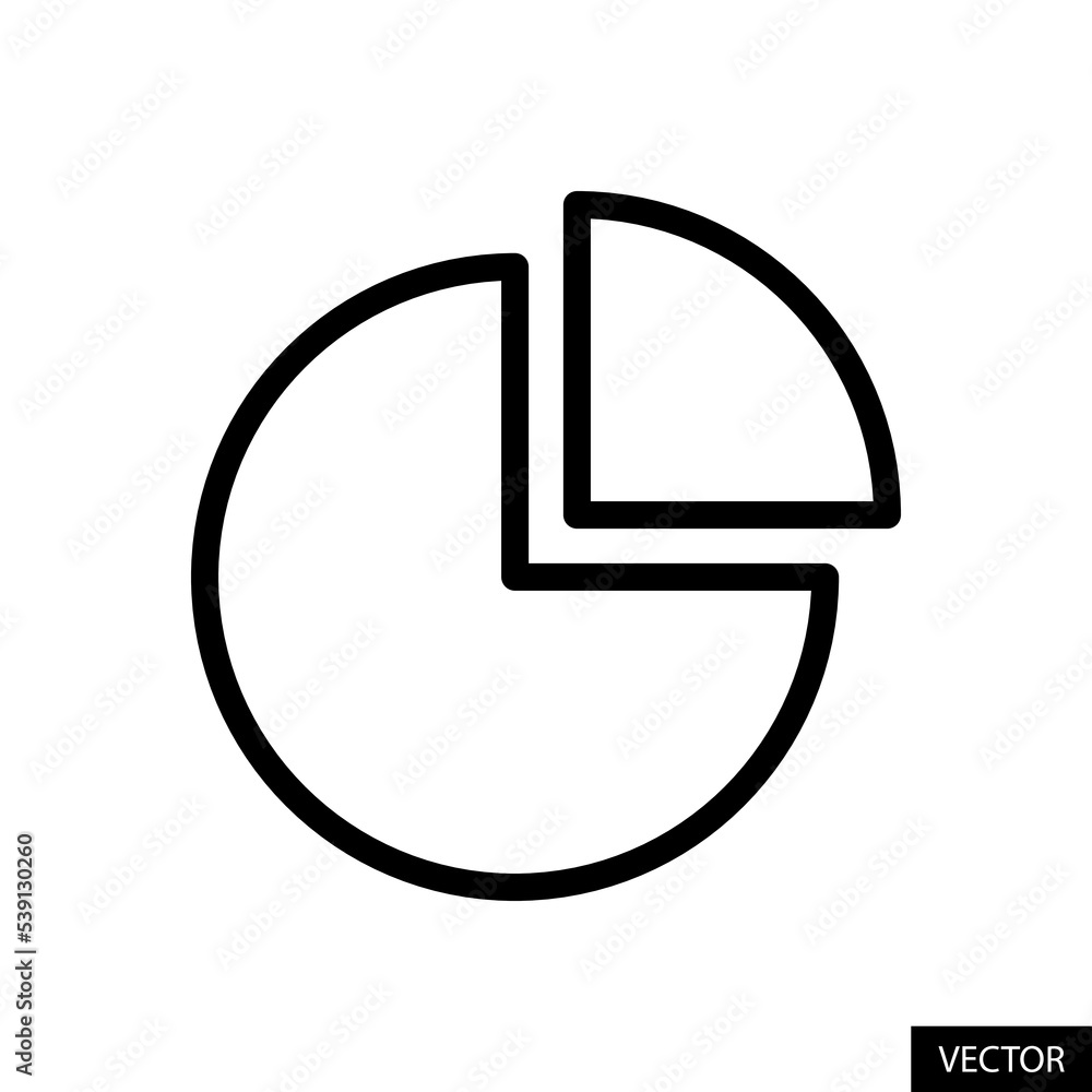 Pie Chart vector icon in line style design for website design, app, UI, isolated on white background. Infographic symbol. Editable stroke. Vector illustration. Pie Chart vector icon in line style design for website design, app, UI, isolated on white background. Infographic symbol. Editable stroke. Vector illustration.