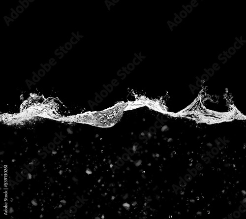 Cuadro en lienzo A waterline with clear water and waves on a black background