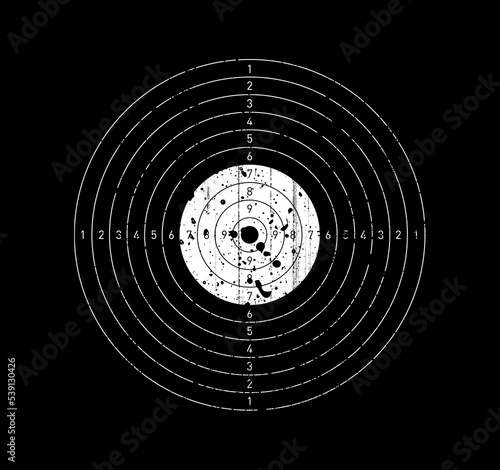 Round target for shooting weapons. Hitting the target. Target for the shooting range