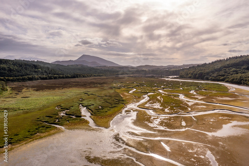 Quadro em tela Aerial view of the Salt Marsh at Ards Forest Park in County Donegal, Ireland