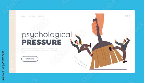 Psychological Pressure Landing Page Template. Downsnizing, Company Personnel Reduction And Dismissal Business Concept