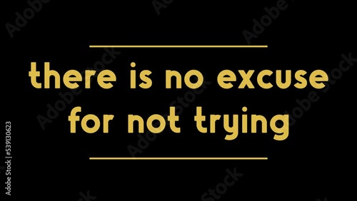 There is no excuse for not trying motivation quote photo