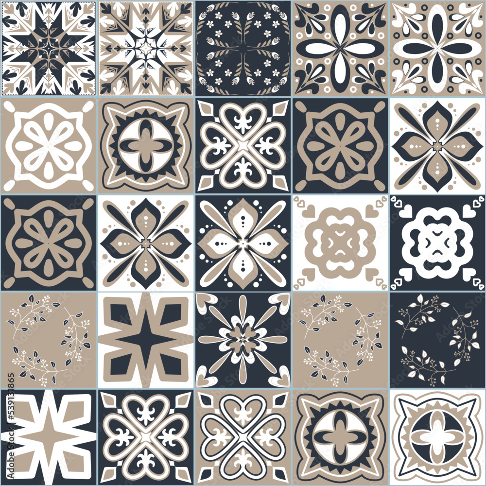 Azulejo traditional spanish pottery, square Azulejo tiles for design