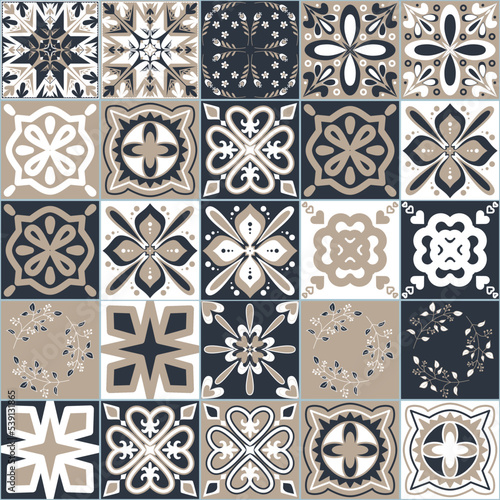 Azulejo traditional spanish pottery, square Azulejo tiles for design