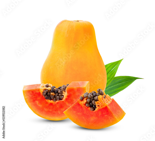 ripe papaya fruit with seeds isolated on transparent png