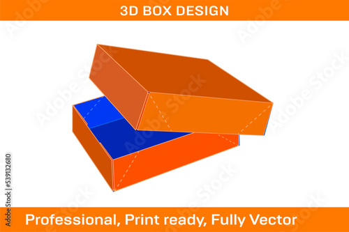 Editable and resizable carton box FEFCO-303 standard box  with 3D dieline template