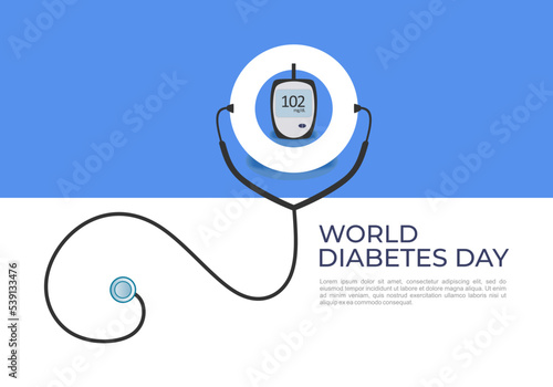 World diabetes day background with blood sugar measuring device.