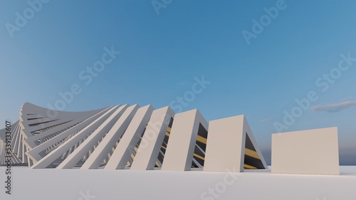 Futuristic white architecture background 3d render