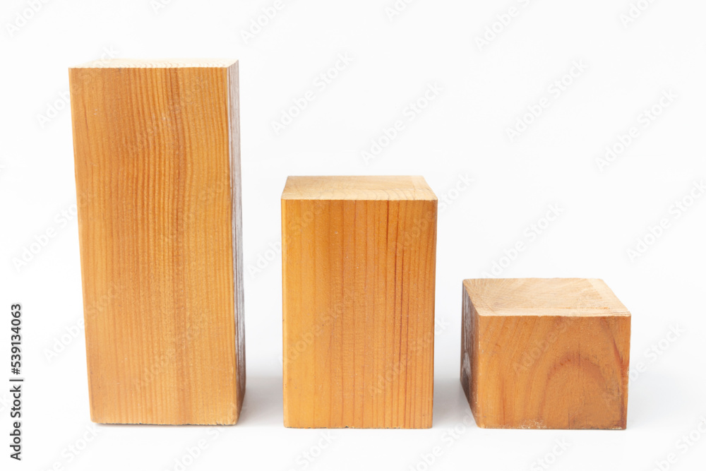 Chart from wooden blocks on white background Chart from wooden blocks on white background