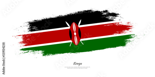 Happy Independence Day of Kenya. National flag on artistic stain brush stroke background.