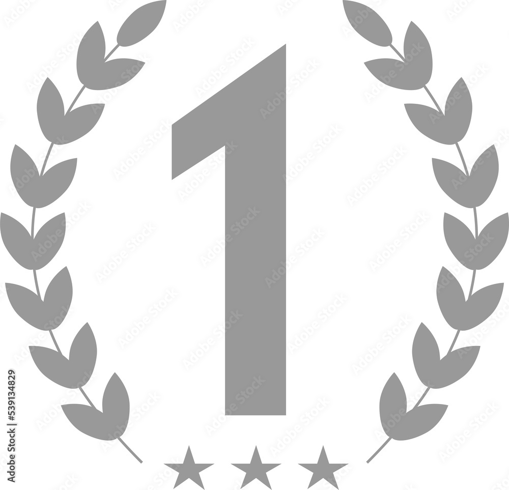 First place laurel wreath icon isolated. Png file